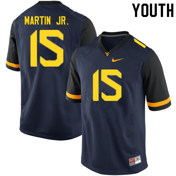 NCAA Youth Kerry Martin Jr. West Virginia Mountaineers Navy #15 Nike Stitched Football College Authentic Jersey WP23J31SJ